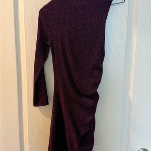 Bershka Shimmering Dark Purple One-Shoulder Dress